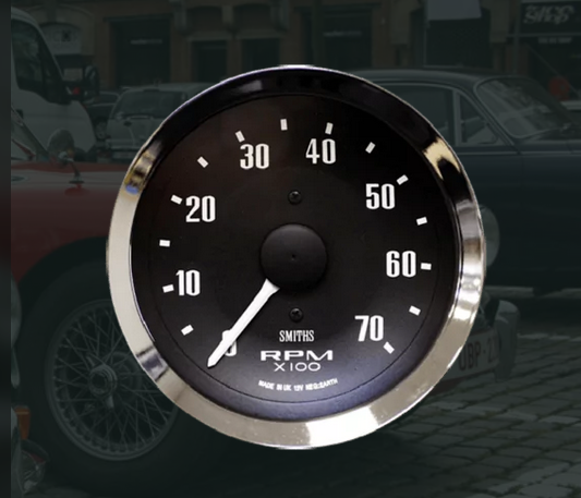Tachometer Black Chrome 80mm 6/8Cyl 0-7000 rpm [SMITHS CLASSIC] [RVC1490-00CA]