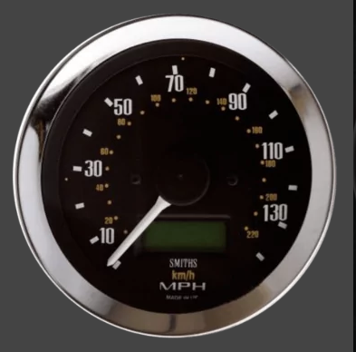 Speedometer Black Chrome220 KPM  80MM Programmable [SMITHS CLASSIC] [SN5234-05CB]