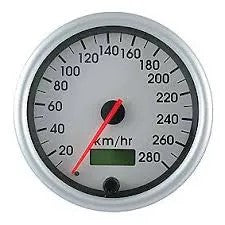 Speedometer Electric 0-280 km/h 100mm Silver Flood Lit Dial aluminium 1/2 round [SMITHS] [TES5-1B32-03]