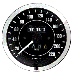 Speedometer 220 kph 100mm Programmable Black Chrome   [SMITHS CLASSIC] [SNT5372-10CB]