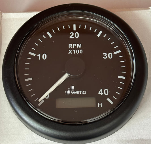 TACHOURMETER 0-4000 RPM BLACK BEZEL [IMHB-BB-4KL]